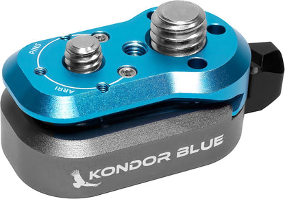 KONDOR BLUE | Mini Lock Quick Release Plates for Camera Monitors, Arms, Accessories, Microphones, Key Lights | Quickly and Securely Attach and Detach Accessories on Your Cinema Rig | Blue