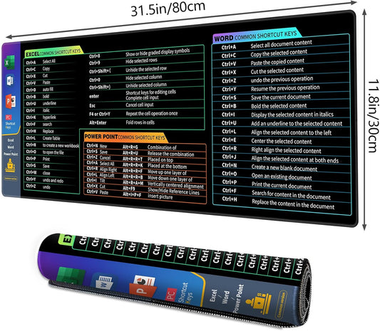 Galdas Gaming Mouse Pad XXL XL Large Long Extended Big Mousepad Non-Slip Rubber Keyboard Desk Pad with Stitched Edges for Laptop Home Office (31.5x11.8x0.08 Inch) … (Shortcut Keys1)