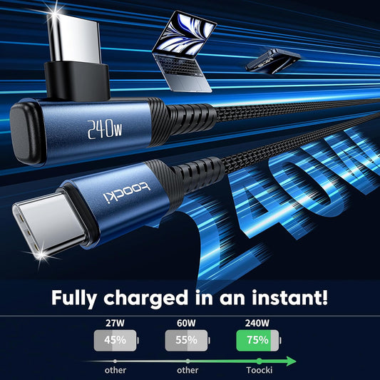 USB C Cable [2Pack, 10ft] 240W Fast Charging Type C Cord, Nylon Braided USB 2.0 Cable for iPhone 16 15 Pro Max, iPad Pro, Samsung Galaxy S24 S23, Switch, MacBook Pro, Pixel