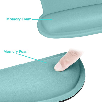 MOSISO Wrist Rest Support for Mouse Pad & Keyboard Set, Ergonomic Mousepad Non-Slip Base Home/Office Pain Relief & Easy Typing Cushion with Neoprene Cloth & Raised Memory Foam, Aquamarine