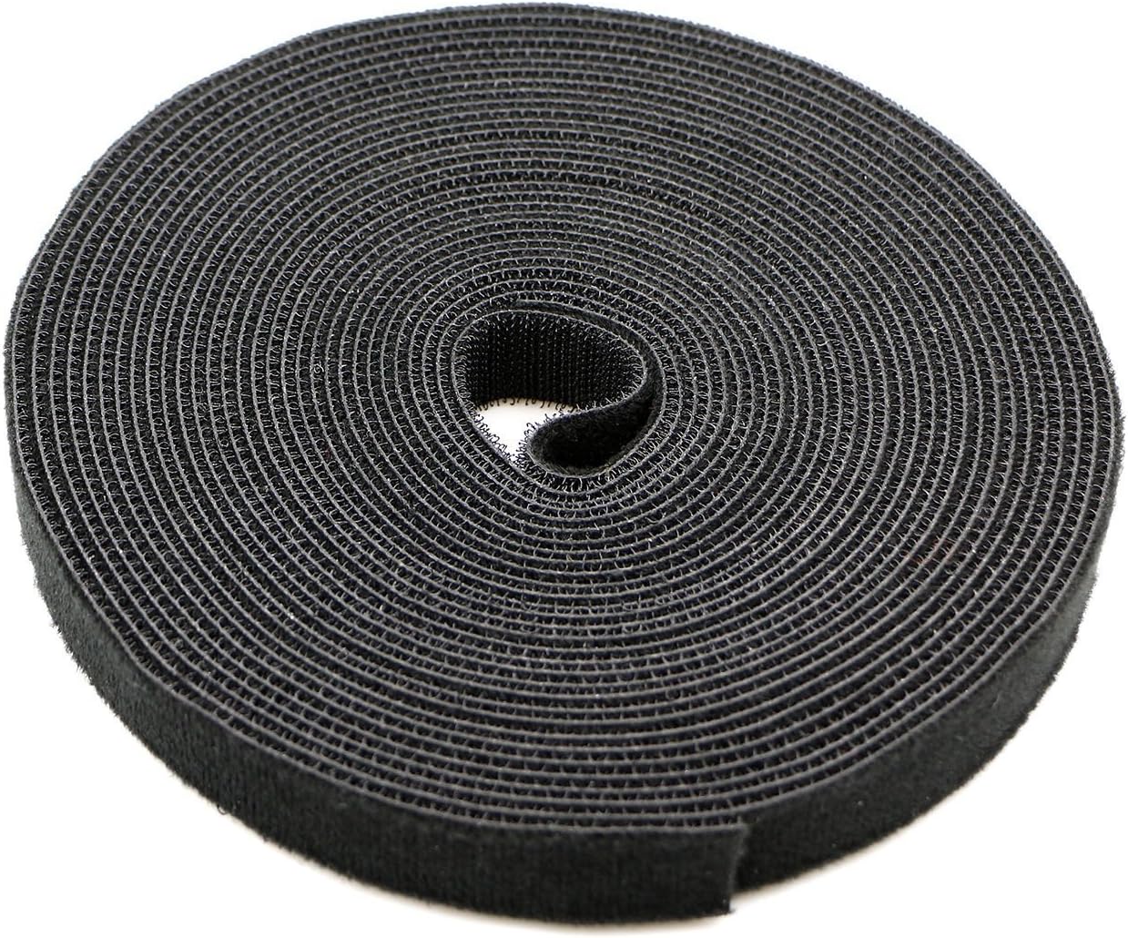Reusable Fastening Tape Cable Ties 3/4 Inch Double Side Hook Roll (10 Yard, Black)