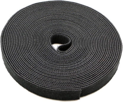 Reusable Fastening Tape Cable Ties 3/4 Inch Double Side Hook Roll (10 Yard, Black)