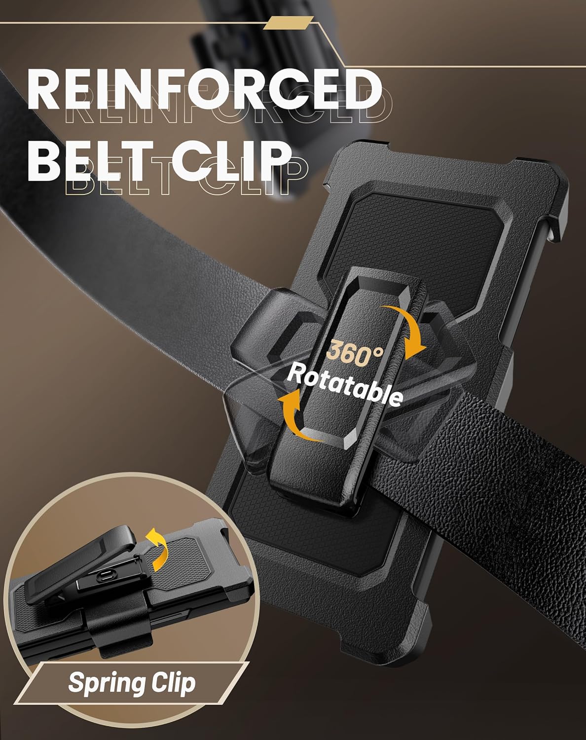 Vihibii for Samsung Galaxy Z Fold 6 Case with Belt Clip Holster & Card Holder & Slide Camera Cover & Hinge Protection & Screen Protector, Shockproof Rugged Wallet Case for Galaxy Z Fold 6, Black