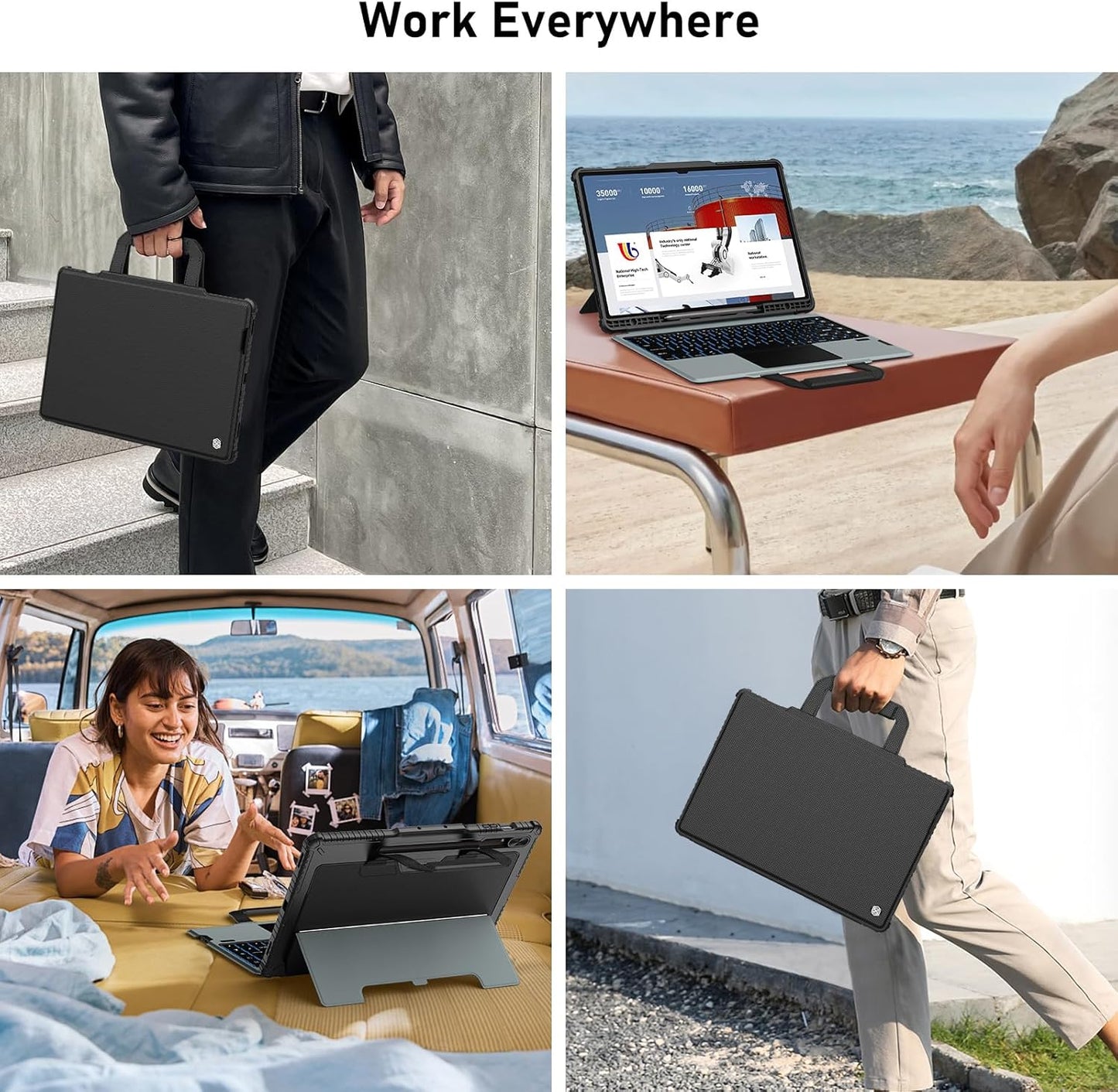 Nillkin for Samsung Galaxy Tab S10 Ultra Carry Go Portable Handle Detachable Keyboard Case with 7 Backlit, Kickstand, Trackpad, S Pen Holder, S9 Ultra 5G (14.6 inch)