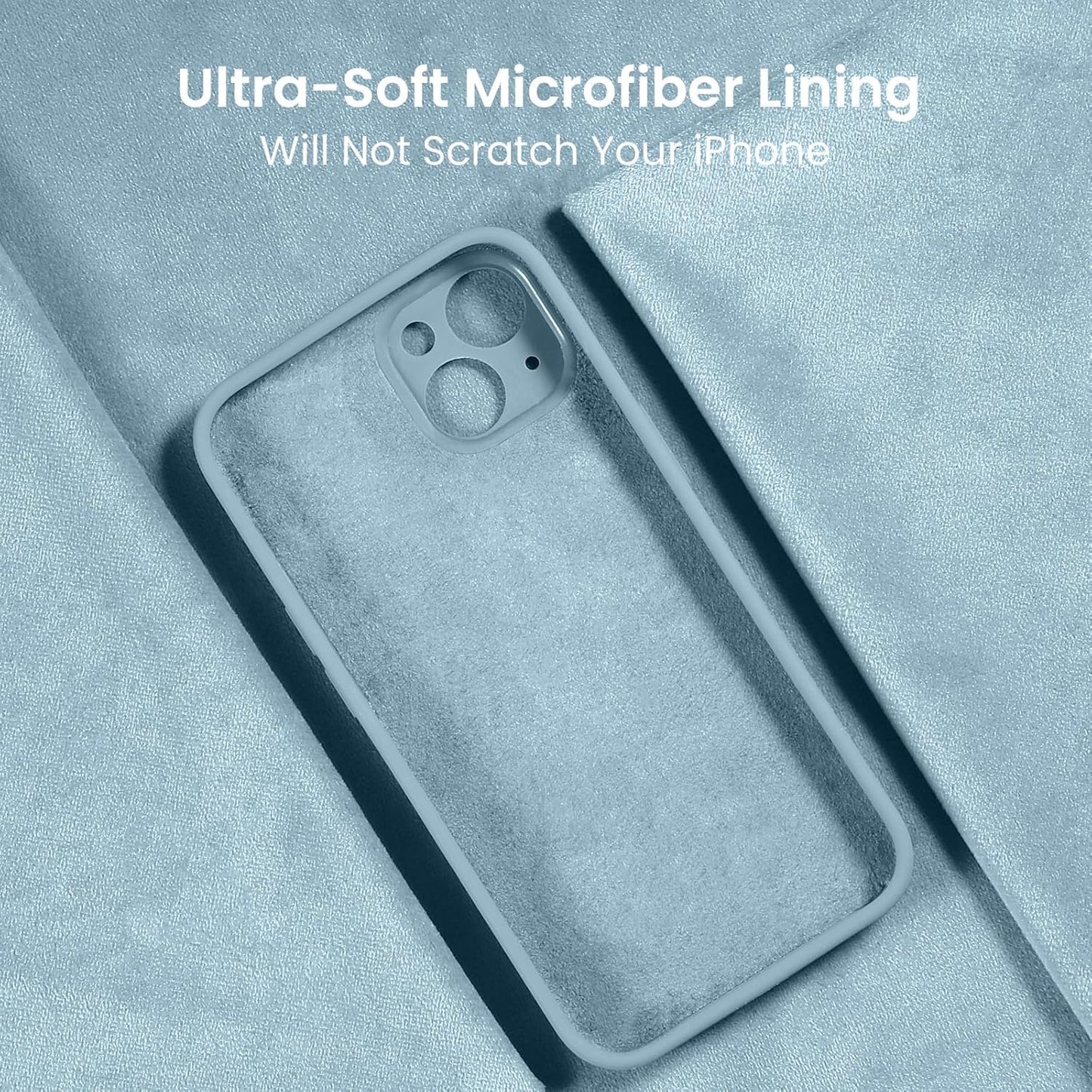 FireNova Designed for iPhone 15 Case, Silicone Upgraded [Camera Protection] Phone Case with [2 Screen Protectors], Soft Anti-Scratch Microfiber Lining Inside, 6.1 inch, Sky Blue