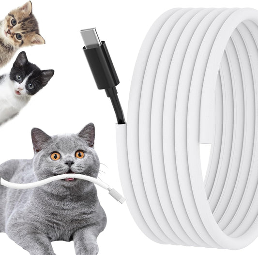 Cord Protectors from Pets No Chew, 1/4 inch 10ft Wire Protector Cord Covers for Pets, Flexible Cable Sleeve Cord Management for TV/Computer/Electric Wires/Phone Charging Cables, White