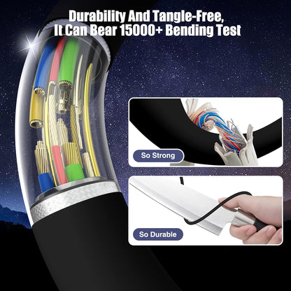 3-Pack Black [3.3FT+6.6FT+10FT] 60W USB C to USB C Cable, Type C Fast Charging Cable for iPhone 16 15 Pro Plus Pro Max，for Galaxy S24 S23, for iPad Pro/Air, for MacBook Pro/Air and More