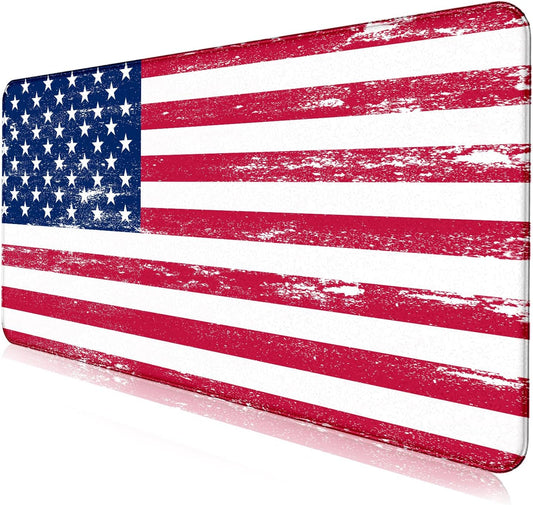 American Flag XXL Extended Mouse Pad, Patriot Large Laptop Pad, Waterproof, Non Slip, Gaming Office and Home Stitching Edge Table Pad 35.4 x 15.7 x 0.12 Inches