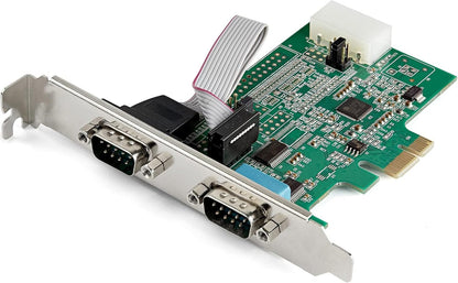StarTech.com 2-port PCI Express RS232 Serial Adapter Card - PCIe RS232 Serial Host Controller Card - PCIe to Dual Serial DB9 Card - 16950 UART - Expansion Card - Windows & Linux, TAA (PEX2S953)