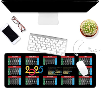 Dynippy Thin Extended Gaming Mouse Pad （31.5 * 11.8 * 0.08 inch） with Stitched Edges Large Mousepad Long XXL Keyboard and Mouse pad Desk Mat for Gaming Office & Home - 2025 Calendar Holidays