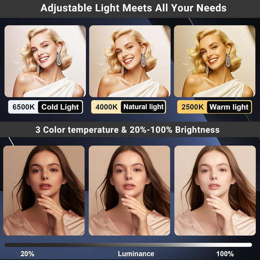 Rechargeable Ring Light Without Stand, Cordless Square Ring Light for 360 Photo Booth Accessories, Phone Video Stabilizer for iPhone with 4000mAh Built-in Battery for Video Recording Streaming