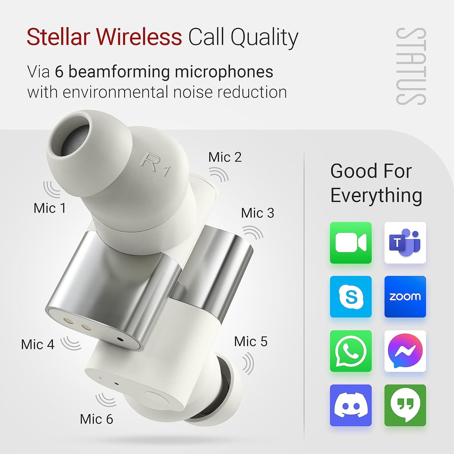 Status Audio Between 3ANC Bone Wireless Earbuds - Triple Driver - Active Noise Cancelling - 6X Microphones - Transparency Mode - 8H Playtime - Bluetooth 5.2. - IPX5 Waterproof