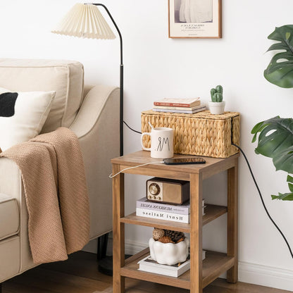 StorageWorks Large Cable Management Box, 2 Slots Wicker Cable Organizer to Hide Cords and Power Strip, Water Hyacinth Cord Hider Box for Home & Office