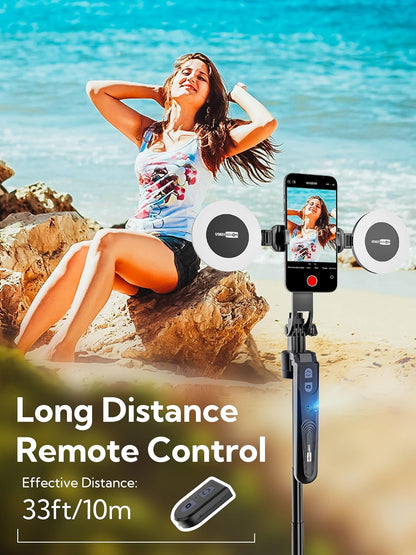 Auto Face Tracking Tripod 360 Rotation,Phone Tripod for iPhone w/Fill Light,Selfie Stick for iPhone w/Remote Control,70” Phone Holder Video Recording for Content Creators TikTok(UTK-02)