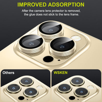WSKEN for iPhone 14 Pro/iPhone 14 Pro Max Camera Lens Protector,[Night Shooting Mode] HD Tempered Metal Glass Camera Screen Protector Cover Film Accessories, Gold