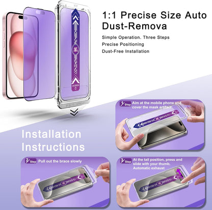 2 Pack Anti Blue Light Matte Screen Protector for iPhone 16 and iPhone 15 and iPhone 14 Pro 6.1-Inch Auto Dust Removal, No Bubbles, Tempered Glass Film, Easy Installation