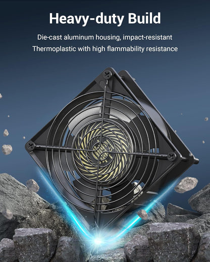 DEWENWILS 2 Pack 120V AC Fan, Waterproof Exhaust Fan 120mm, 18W 2850RPM 90CFM, DIY Cooling Fan for Refrigerator, Computer Case, Compressor Engine, Generator, UL Listed