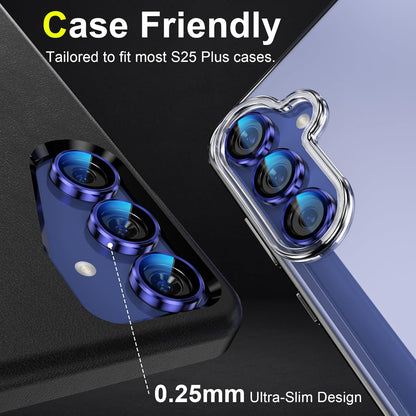 YWXTW Camera Lens Protector for Samsung Galaxy S25+ Plus Accessories [1:1 Fit & Ultra Clarity] 9H Tempered Glass Metal Individual Ring Camera Cover Screen Protector, Case Friendly (Navy)