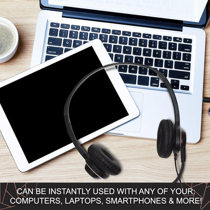 Bulk Headsets With Microphone (10 Pack) - Noise Canceling Computer Headset For Office, Meetings, Chat- Comfortable Over-Ear PC Headphones With Rotating Mic- 3.5 Jack For Universal Connectivity