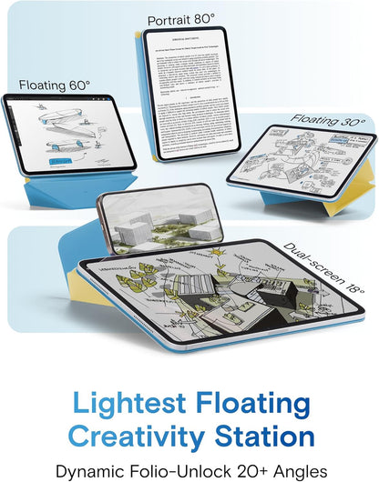 MOFT Dynamic Folio Case for iPad Air 11-inch (M3 2025 / M2 2024) & iPad Air 10.9-inch 5th 4th Generation 2022 2020, Silm Magnetic Stand Case with 20+ Viewing Angles,Panna Cotta x Faded Jeans