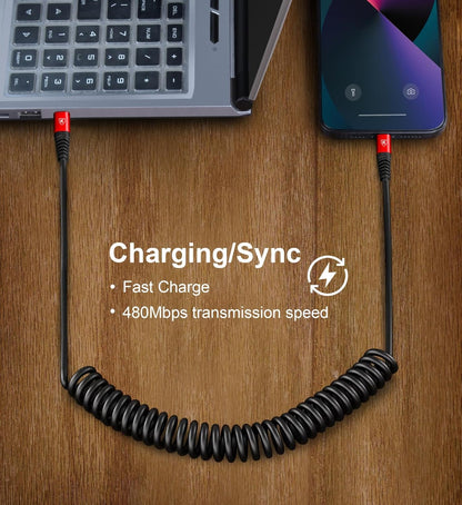 USB Type C to Lightning Cable [3FT/6FT], 2Pack Coiled iPhone Charger Cable Fast Charging for Car [Apple MFi Certified] Short USBC iPhone Cord Compatible with iPhone14/13/12/11/8/Plus/iPad/CarPlay-Red