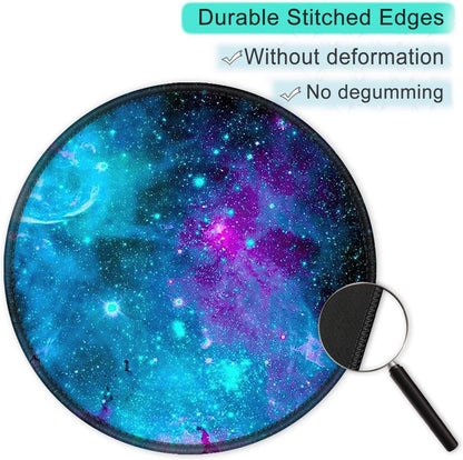 ITNRSIIET Round Mouse Pad with Stitched Edge Premium-Textured Waterproof Non-Slip Rubber Base Desktop Protection Mat Diameter 8.7 inches, Nebula Galaxy