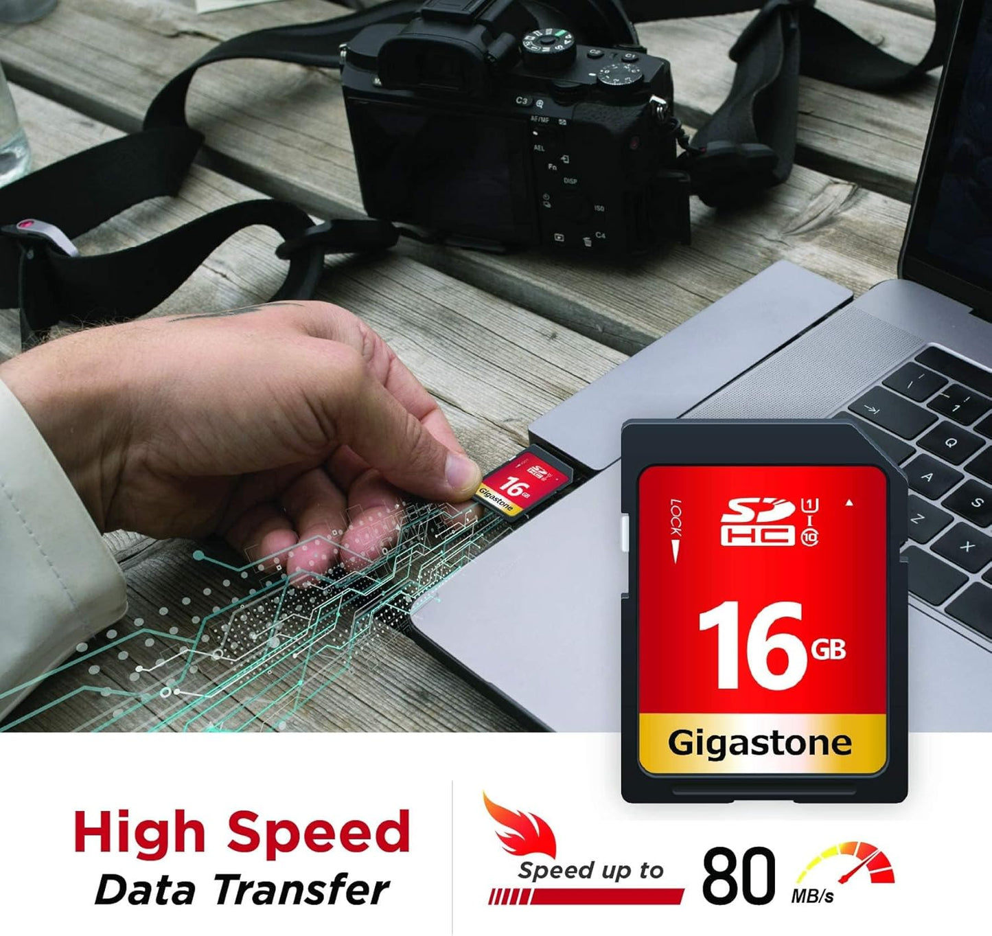 GIGASTONE 16GB SD Card 100-Pack UHS-I U1 Class 10 SDHC Memory Card High Speed Full HD Video Compatible with Canon Digital Camera, SPYPOINT TACTACAM Trail