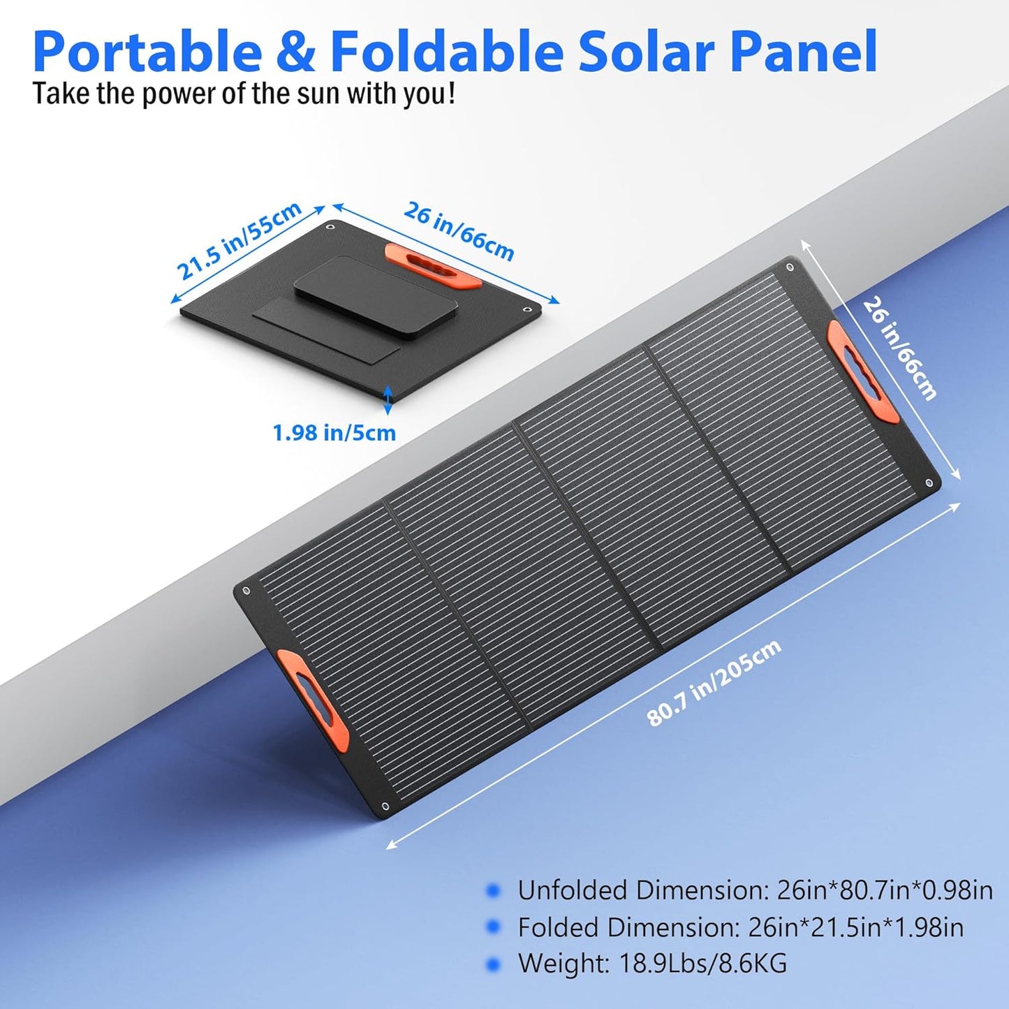 200W Portable Solar Panels for Power Station, 24% High Efficiency, 200 Watt Monocrystalline Foldable Solar Panel Charger with 5V USB/20V DC Output, Adjustable Kickstand for Camping, Off-Grid Living