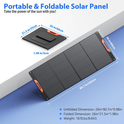 200W Portable Solar Panels for Power Station, 24% High Efficiency, 200 Watt Monocrystalline Foldable Solar Panel Charger with 5V USB/20V DC Output, Adjustable Kickstand for Camping, Off-Grid Living