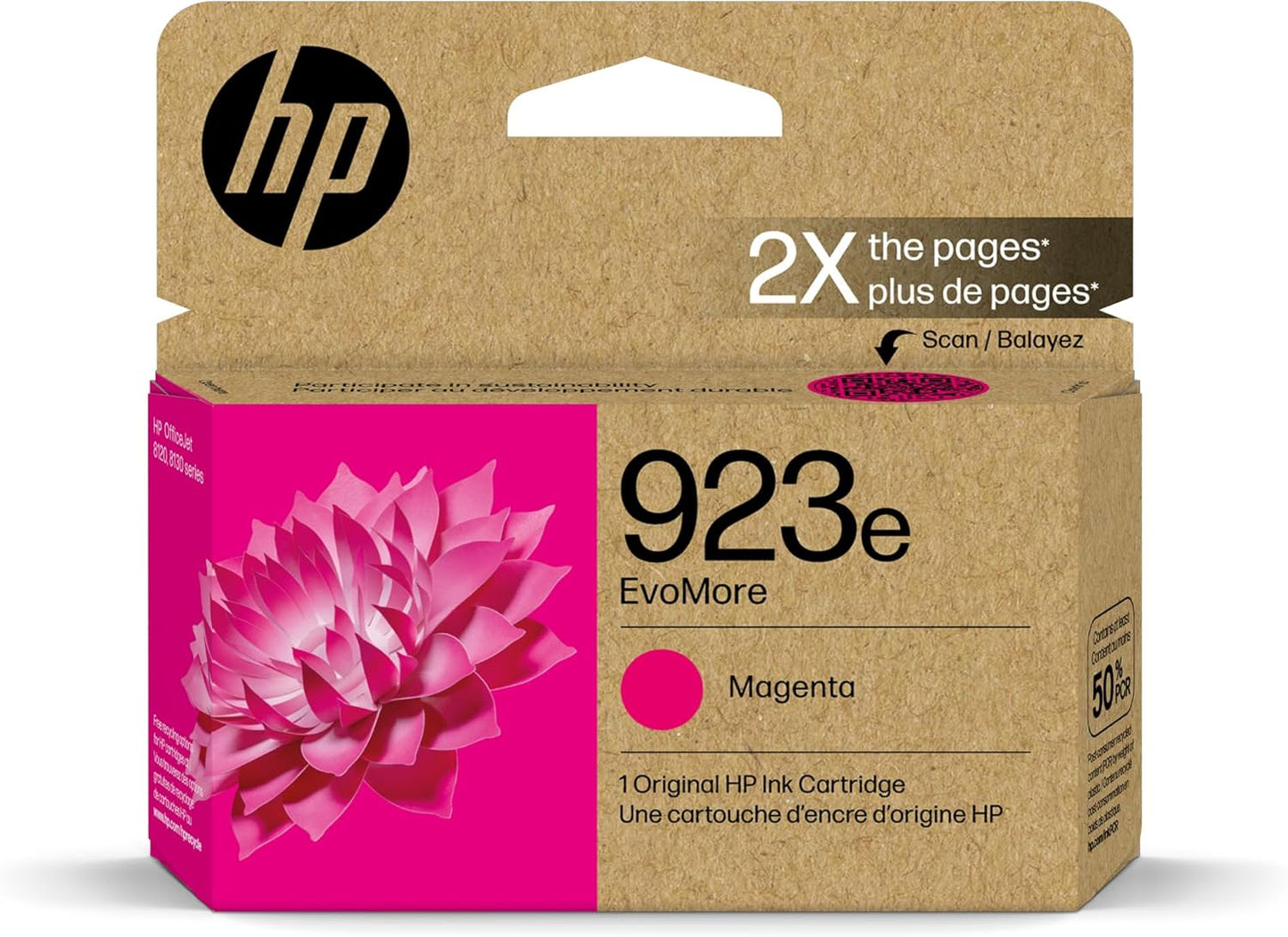 HP 923e EvoMore High Yield Magenta Ink Cartridge | Works OfficeJet 8120 Series, OfficeJet Pro 8130 Series | Carbon Neutral | 4K0T5LN