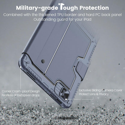 Nillkin iPad A16 (11th Gen) / 10th Gen Case with Detachable Keyboard, Magic Trackpad, 7-Color Backlit, Portrait/Landscape Modes, Rugged Keyboard Case for iPad 11th / 10th Generation (2025/2022), Gray