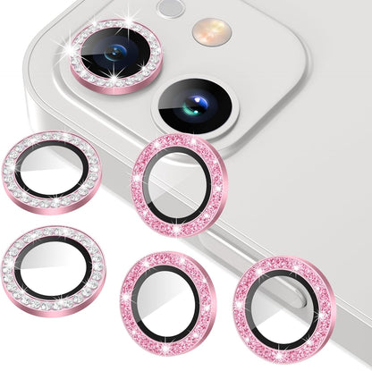 AGVEE 3+3 6 Pack for iPhone 12 Pro/12/12 Mini/11 Pro Max/11 Pro/11 Camera Lens Cover Protector, Diamond & Glitter Metal Ring 9H Tempered HD Glass Camera Protector, Bling-Pink