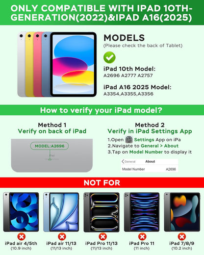 Folio Keyboard Case for iPad 10th Gen 10.9 inch (2022) and iPad 11th (A16, 2025), Magnetic Wireless Detachable Keyboard, 7-Color Backlight, Thin & Light, Pencil Holder (Black)