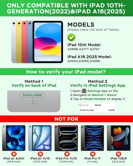 Folio Keyboard Case for iPad 10th Gen 10.9 inch (2022) and iPad 11th (A16, 2025), Magnetic Wireless Detachable Keyboard, 7-Color Backlight, Thin & Light, Pencil Holder (Black)