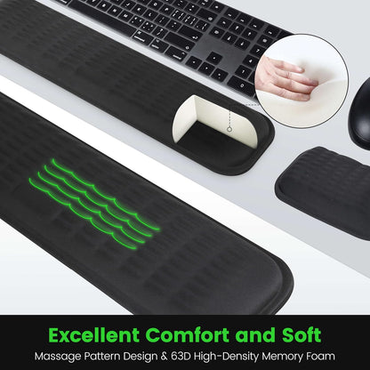 MEKASS Ergonomic Wrist Rest for Keyboard and Mouse, Soft Memory Foam Keyboard Wrist Rest Set with Non-Slip Silicone Base, Easy Typing, Pain Relief, Comfort for Office, Work, Gaming (Purple)