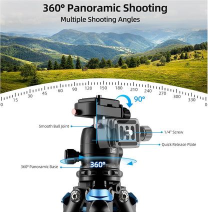 SIRUI Carbon Fiber Travel Tripod - Lightweight Only 0.93kg，Compact Tripod with 360° Panorama Ball Head Quick Release Plate, Max Height 50.2", Max Load 6kg for Camera, DSLR