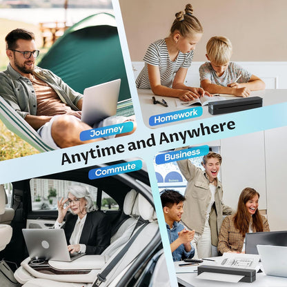 iDPRT Portable-Printer Wireless for Travel, 300DPI Inkless Thermal Small Printers for Home Use, Office, Vehicles, Mobile Bluetooth Printer Supports 8.5" x 11" US Letter, for Smartphone & PC,Dark Black