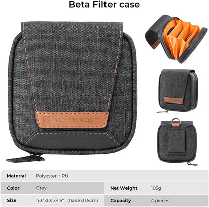 K&F CONCEPT 4 in 1 Basic Model Lens Filter Pouch Up to 95mm solar filter Pouch Case Camera Lens Filter Storage Wallet for ND UV CPL Filter Waterproof Filter Case