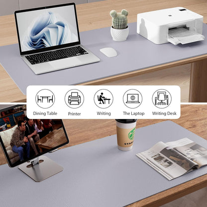 Aothia Large PU Leather Desk Pad Protector - Non-Slip Mouse Pad & Writing Mat for Office/Home, Waterproof, Easy to Clean (23.6" x 13.7", Smoky Lavender)