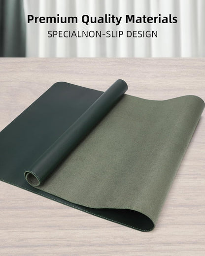 Non-Slip Desk Pad,Mouse Pad,Waterproof PVC Leather Desk Table Protector,Non-Slip PU Leather Desk Blotter, Easy Clean Laptop Desk Writing Mat for Office Work/Home/Decor(Dark Green, 24" x 13.7")