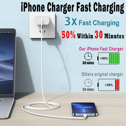 iPhone Charger Fast Charging,iPhone Fast Charger 2Pack Type C Fast Charger Block Plug Adapter 6FT USB-C to Lightning Cable Cord for iPhone 14/13/13 Pro/12 Pro/12 Pro Max/11/Xs Max/XR/X/SE,iPad,AirPods