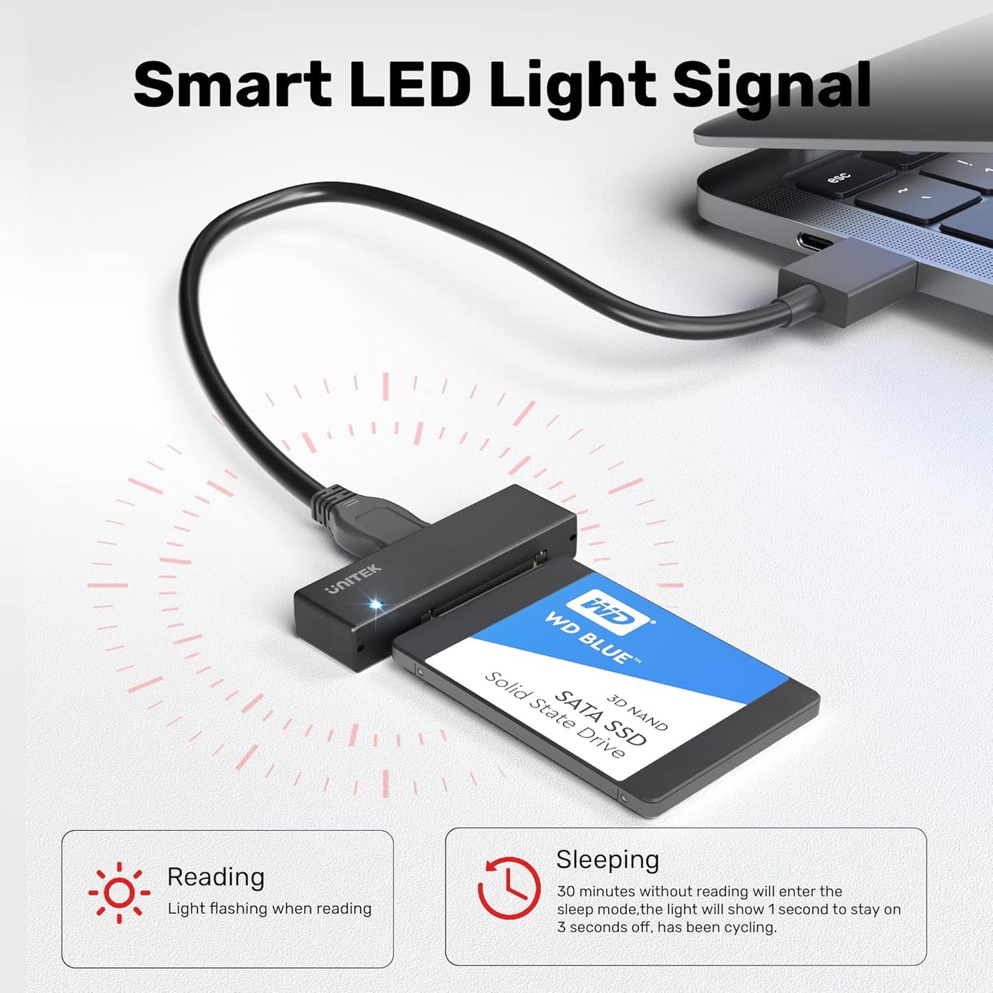Unitek USB 3.0 to SATA III Hard Drive Adapter External Kit Cable for 2.5 3.5 Inch HDD/SSD Hard Drive Disk, Optical Drive, with 12V/2A Power Adapter, Support UASP