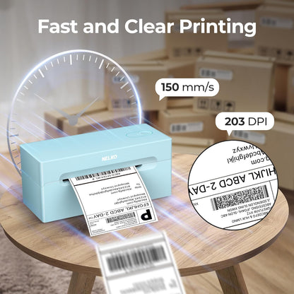 Nelko Bluetooth Thermal Shipping Label Printer, 4x6 Shipping Label Printer for Shipping Packages, Support Android, iPhone and Windows, Widely Used for Amazon, Ebay, Shopify (Blue)