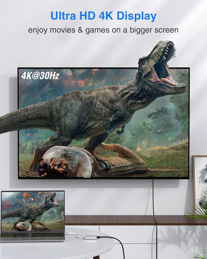 USB C to HDMI Adapter, 4K HDMI to USB-C Multiport Hub Adapter with 100W PD & USBA 3.0 Port, Type C Digital AV Converter for iPad Pro,MacBook Pro/Air,iPhone 15/16,Switch,TV, Monitor and More(Silver)