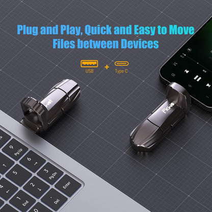 FU388 External Solid State Drive, Up to 1000MB/s for Data Storage,Dual-Port Stick Design with USB-A & Type-C Expansion of Storage for iPhone 15/16 /Android/PC/Mac/Laptop