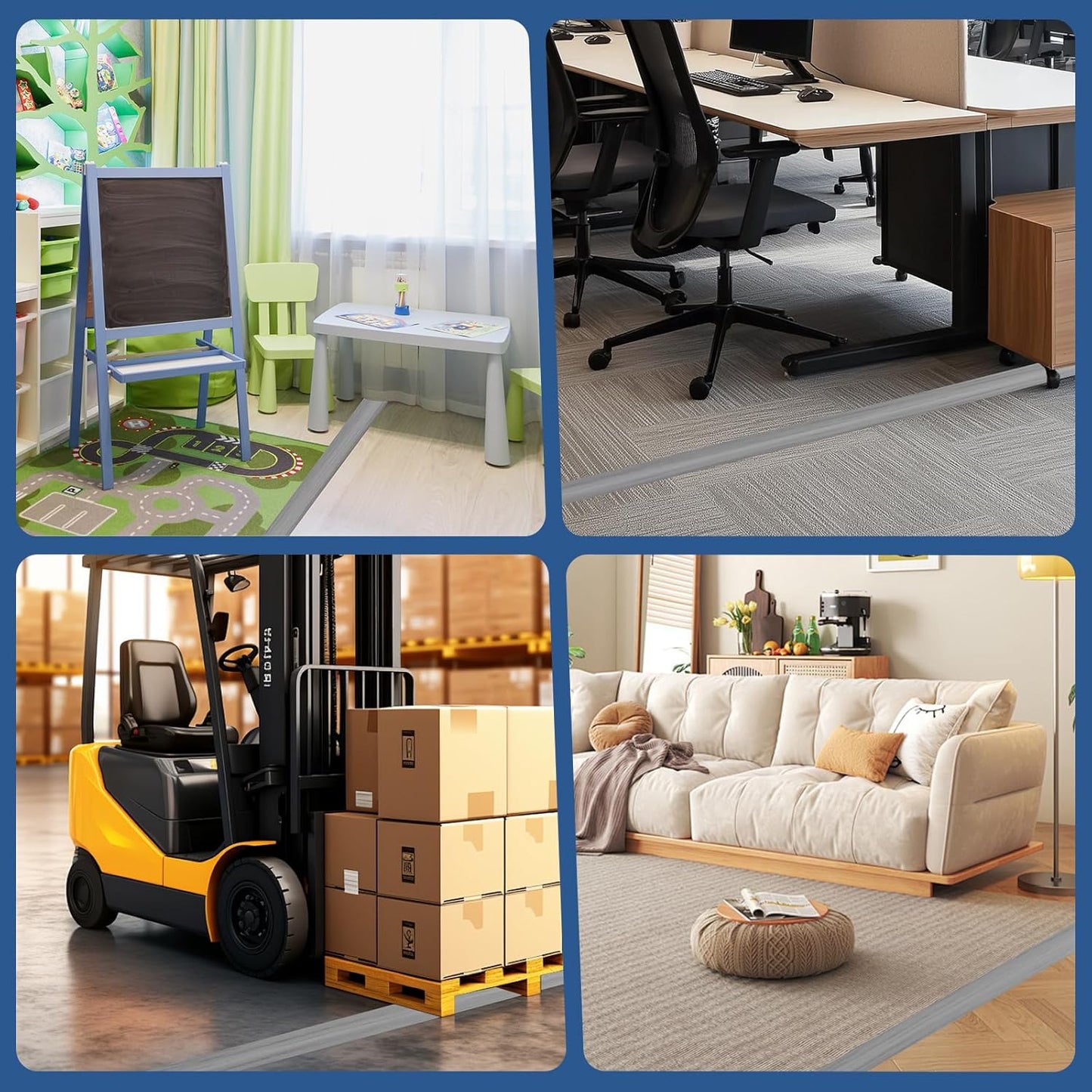 Floor Cord Cover for Wires on Floor Self Adhesive Cord Hider Floor Cable Management Wire Covers for Cords Protector Prevent Cable Trips Cord Cavity W 0.47" x H 0.27", Gray Wood, 10Ft