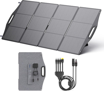 200W Solar Panel, BigBlue SolarPowa 200 Solar Panel Charger with Kickstand for Camping, IP68 Waterproof, Portable and Lightweight, 25% Solar Efficiency, DC5521/8020/7909/ XT60 Plug for Power Station
