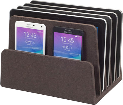 MobileVision Multi Device Stand & Organizer for Smartphones, Tablets and Laptops, Executive Dark Brown, 5 Slots