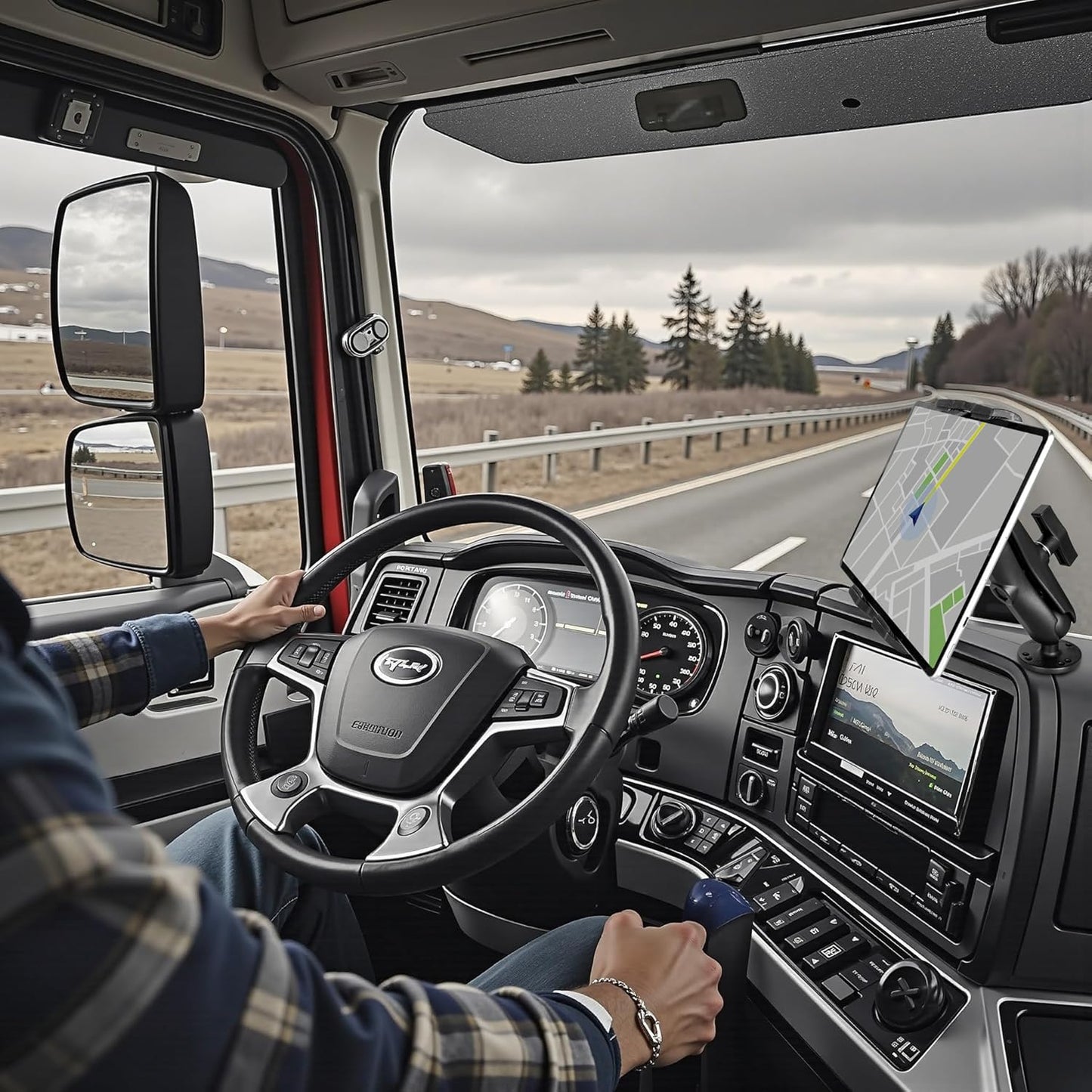 Aluminum Heavy Duty Tablet Mount for Truck, Drill Base Tablet Holder for Car, Compatible with 7.5''-10.2'' Tablets/iPad, iPad Car Mount for Truck, Boat, Dashboard