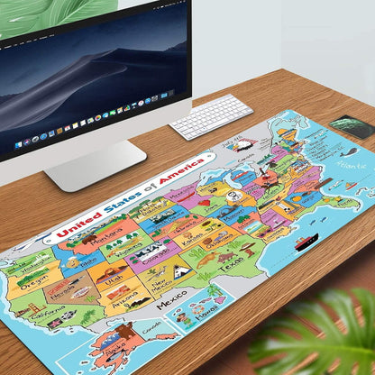 RTGGSEL 31.5x11.8 Inch Non-Slip Long Extended Large Gaming Mouse Pad with Stitched Edges XL Laptops Keyboard Mouse Mat(American Map)